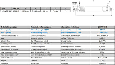 Värmeväxlare av titan geotermisk 60 kW