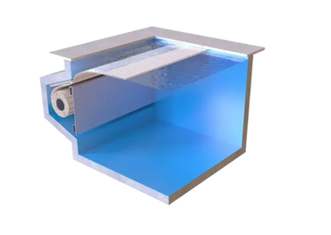 Blå pool med extern motor, Aquatop nedsänkt 60x14mm och vit filtrering