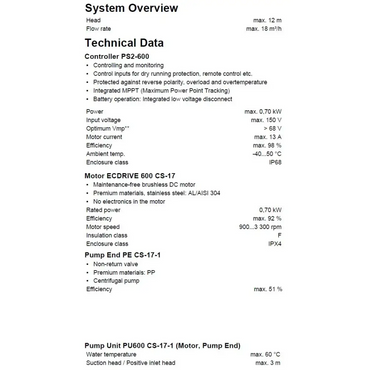Lorentz solcellspumppaket PS2-600 med controller PS2-600