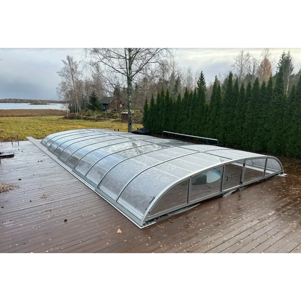 Pooltak Nivo Kit i transparent glas med silverram