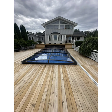 Funktionellt pooltak Sydney med transparent glaslock för pool