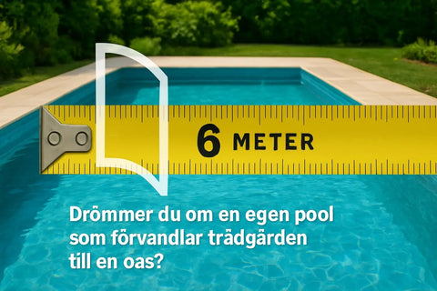 Gul måttband med 6 meter-märkning för harmonisk trädgård med pool