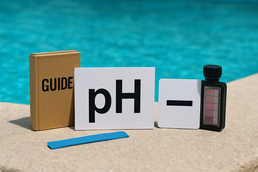 PH-testkit med svart lock och färgkodd gradient för vattentestning i pool och spabad