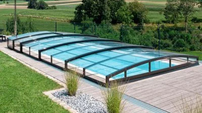 Elegant pool cover from Nivovas in anthracite color