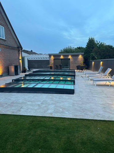 Pool Roof ICON KIT S3 4×9 (clear glass, side door, single track, anthracite)