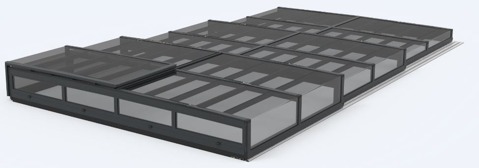 Pool Roof ICON KIT S1 3×6 (clear glass, side door, single track, anthracite)