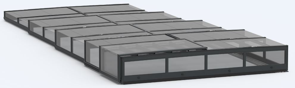 Pool Roof ICON KIT S1 3×6 (clear glass, side door, single track, anthracite)