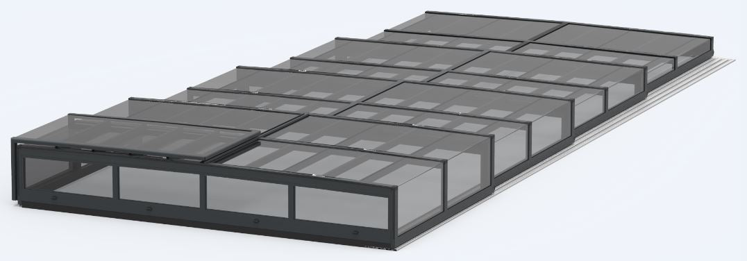 Pool Roof ICON KIT S2 4×8 (clear glass, side door, single track, anthracite)