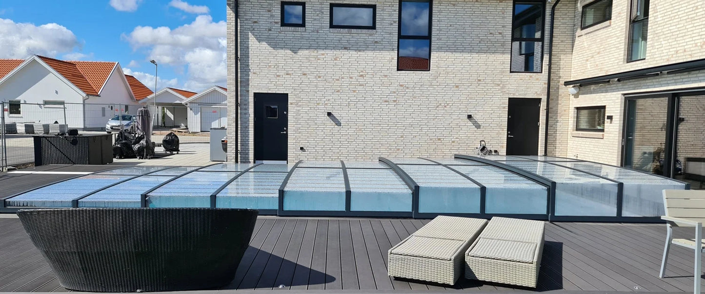 Pool roof ICON 5×10 without frame clear plastic anthracite