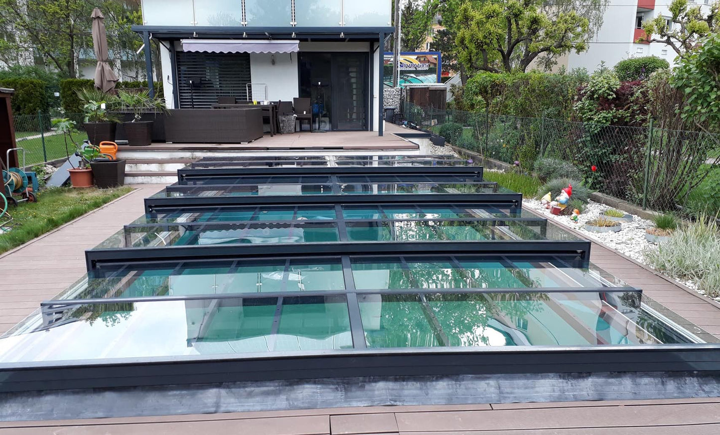Pool roof ICON 5×10 without frame clear plastic anthracite