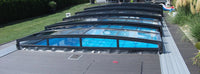 Pool roof Special 4×10 with frame in transparent plastic, side door, anthracite