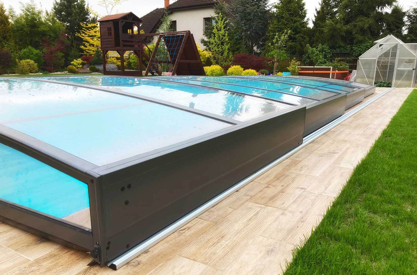 Pool Roof Sydney 3.5×8 (Single Rail, Anthracite)