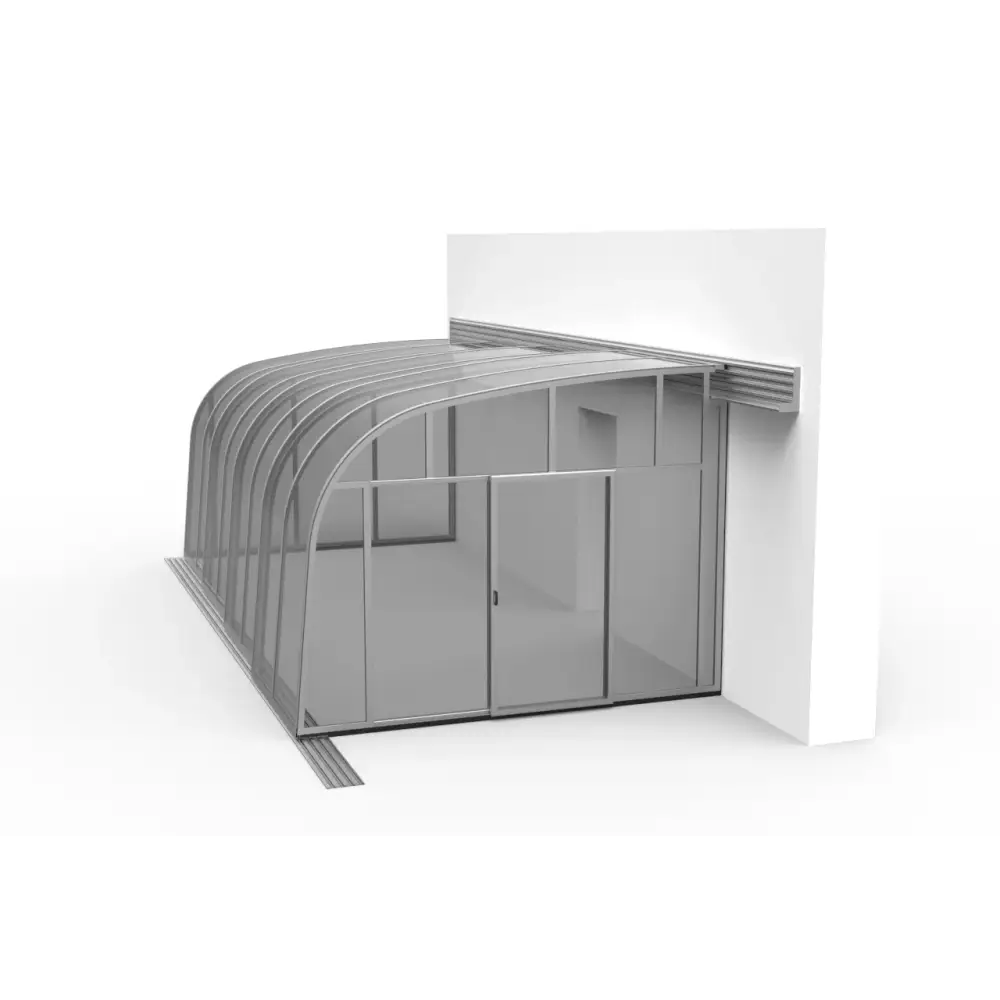 Bågformad glastak altantak med skjutdörrar för terasstak och pooltak