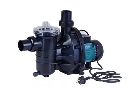 Brilix FXP cirkulationspump 14m3 för pool med svart plast, teal motor och klar lock