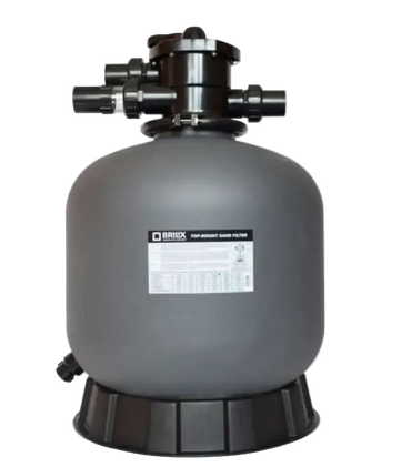 Brilix P350 sand filter – grey finish, black top, ribbed base