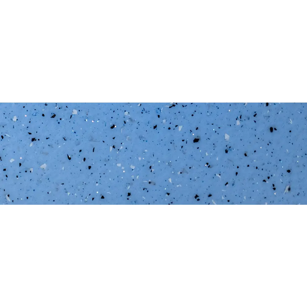 Ljusblå terrazzo med svarta och vita fläckar i Aruba Plus glasfiberpool