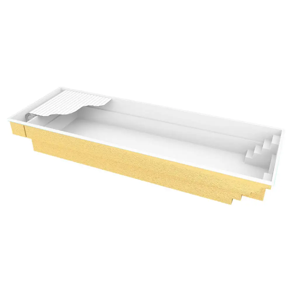 Gul rektangulär Bahama trädgårdspool med transparent pooltak