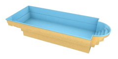 Barbados fibreglass pool – blue and beige, integrated steps, for special events