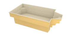 Grenada fibreglass pool – distinctive shape, comfortable seating, beige interior