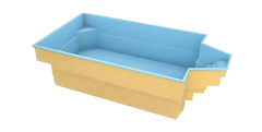Grenada fibreglass pool – distinctive shape, comfortable seating, two-tone design