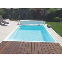 Glasfiberpool Mini Victoria 4,20m x 2,70m x 1,30m med klarblått vatten och vit kant