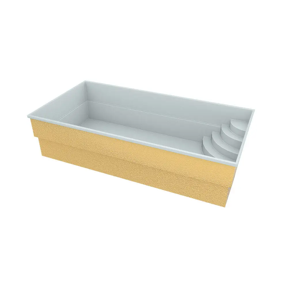 Glasfiberpool Papeete med elegant pooltak i guldtexturad exteriör