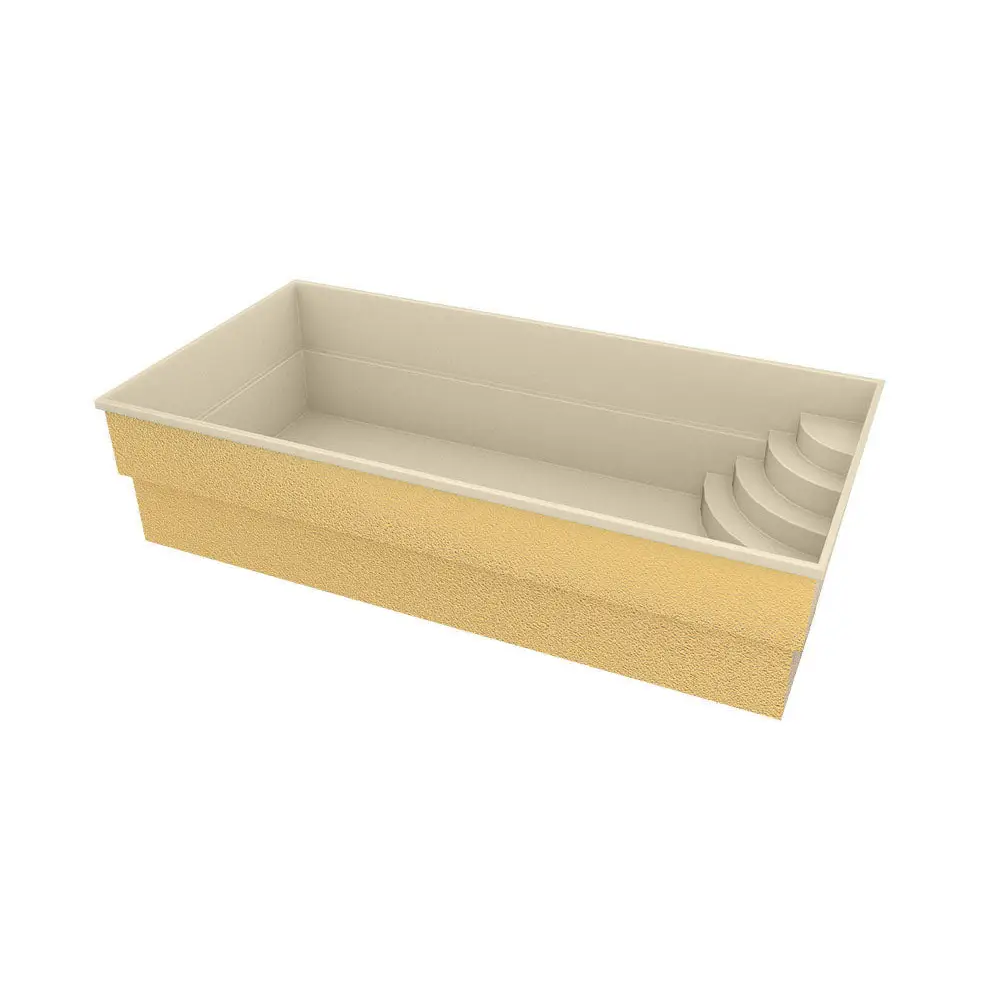 Glasfiberpool Papeete med beige rektangulär pool och elegant pooltak