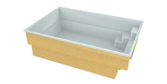 Saba fibreglass pool – rectangular shape, turquoise water, integrated steps