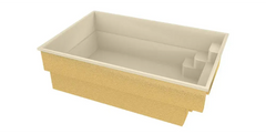 Saba fibreglass pool – rectangular shape, turquoise water, beige interior