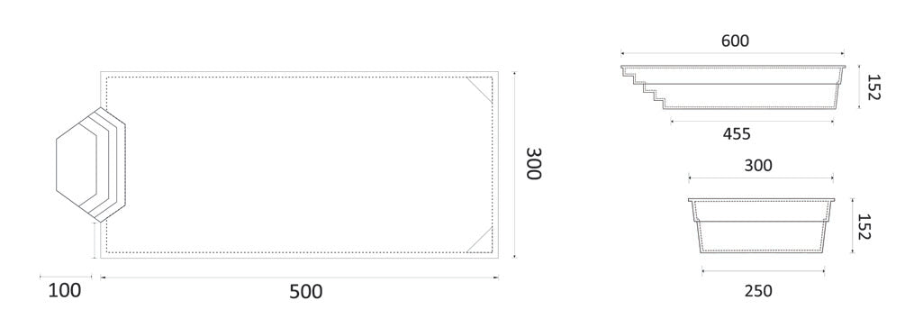 Fiberglass Pool Grenada 600 6.00m x 3.00m x 1.52m