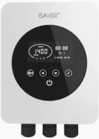 Vit Isaver styrpanel för bygga pool med vit design och svart display