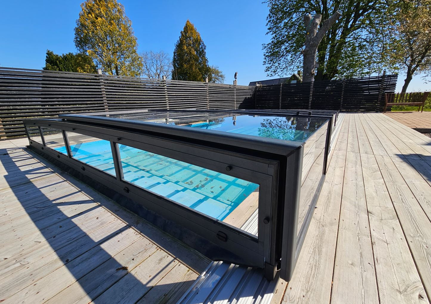 Pool Roof ICON KIT S2 4×8 (clear glass, side door, single track, anthracite)