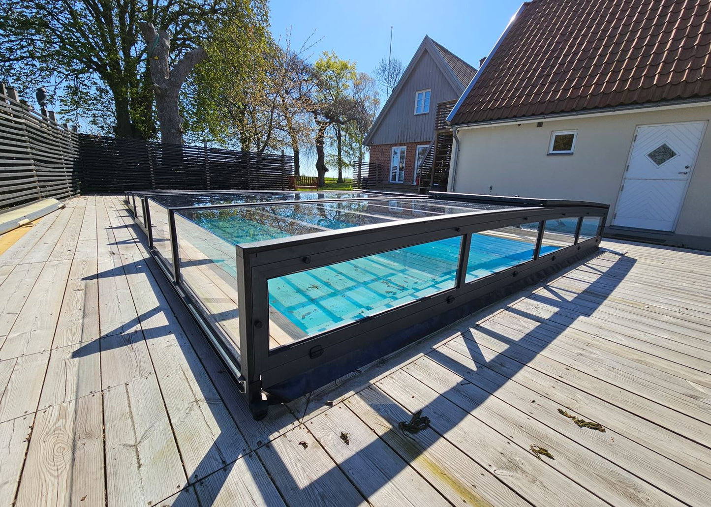 Pool Roof ICON KIT S2 4×8 (clear glass, side door, single track, anthracite)