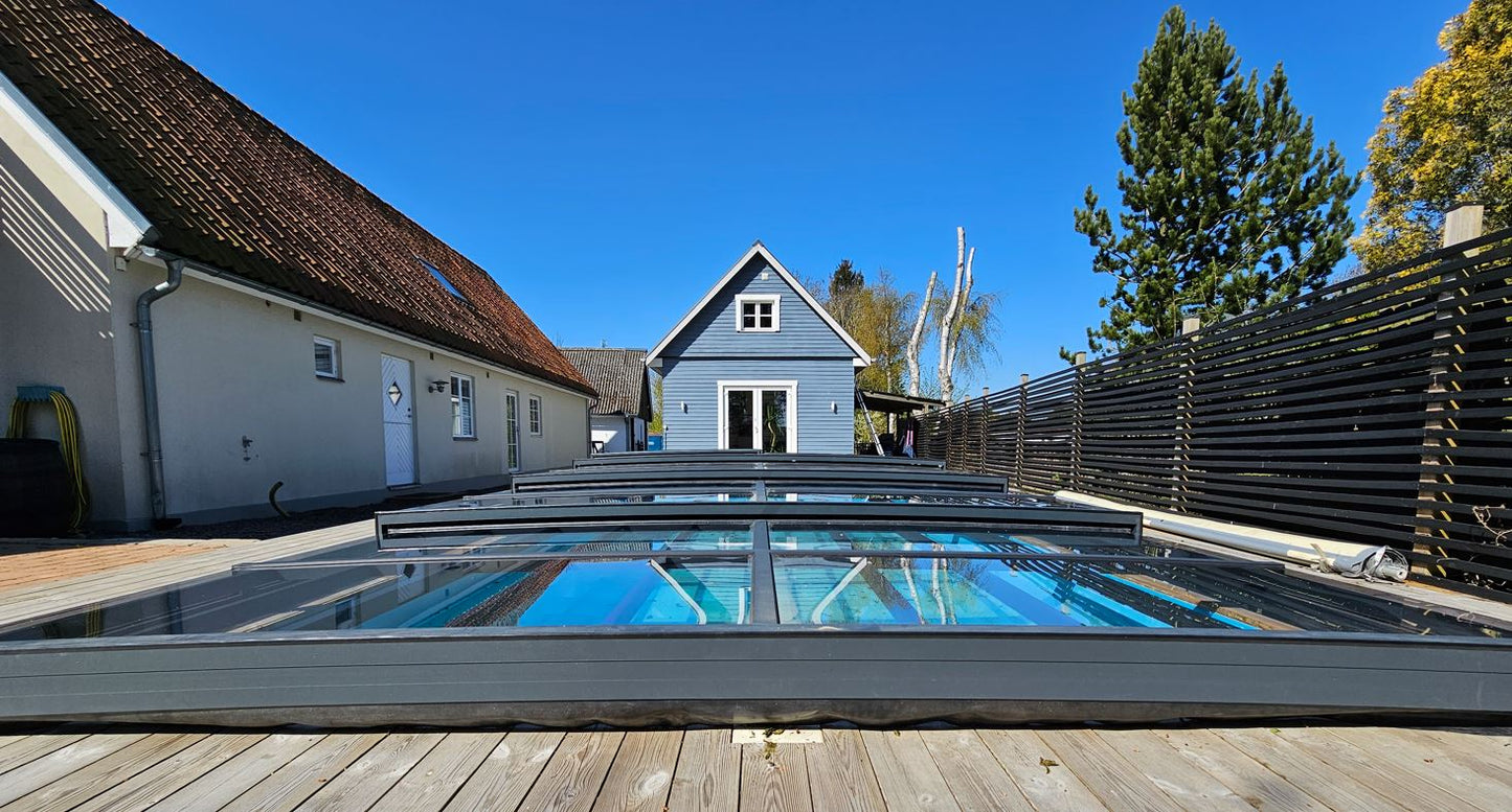 Pool Roof ICON KIT S1 3×6 (clear glass, side door, single track, anthracite)