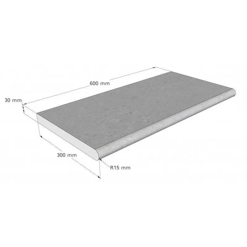 Grå betongplatta 600x300x30 mm i Natura Kiruna Paket med simbassängvatten