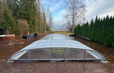 Pool Roof NIVO KIT X 3×6 (clear glass, ELOX, outer door)