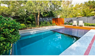 Leisurepools Reflection pool – rectangular shape, blue water, Cover Box™
