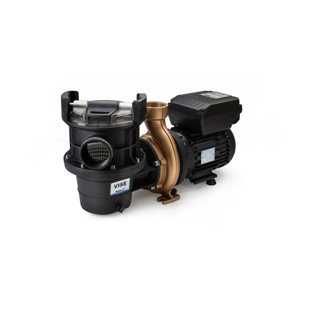 Pahlen Ecovise HV75 poolpump med tyst drift och högeffektiv synkronmotor i svart och mässing