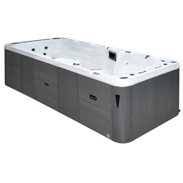 PassionSpa Aquatic 5 swim spa – grey textured surface, white interior, massage jets