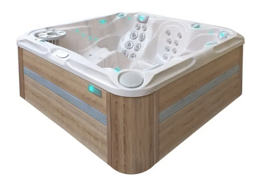 PassionSpa Delight hot tub – white wood-effect finish, massage jets, LED lighting