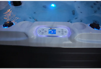 PassionSpa Desire hot tub – Signature Collection, control panel, blue LED lighting, temperature display