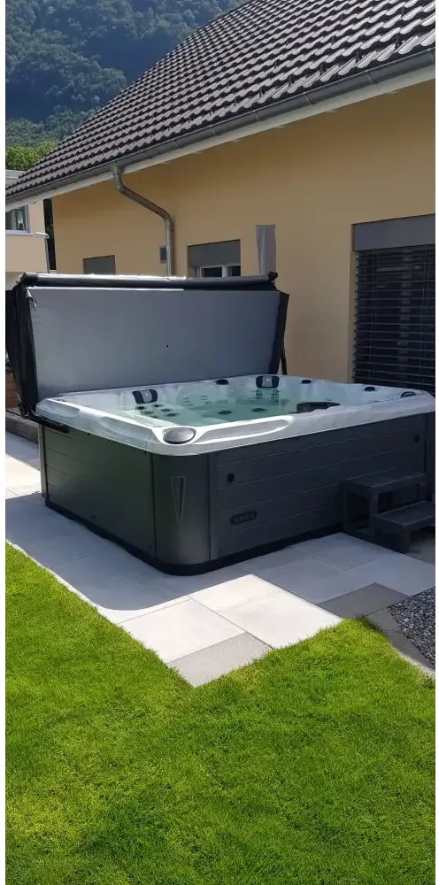 PassionSpa Desire hot tub – grey and black, hinged cover, massage jets