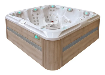 PassionSpa Devotion hot tub – Signature Collection, white wood cladding, LED lighting