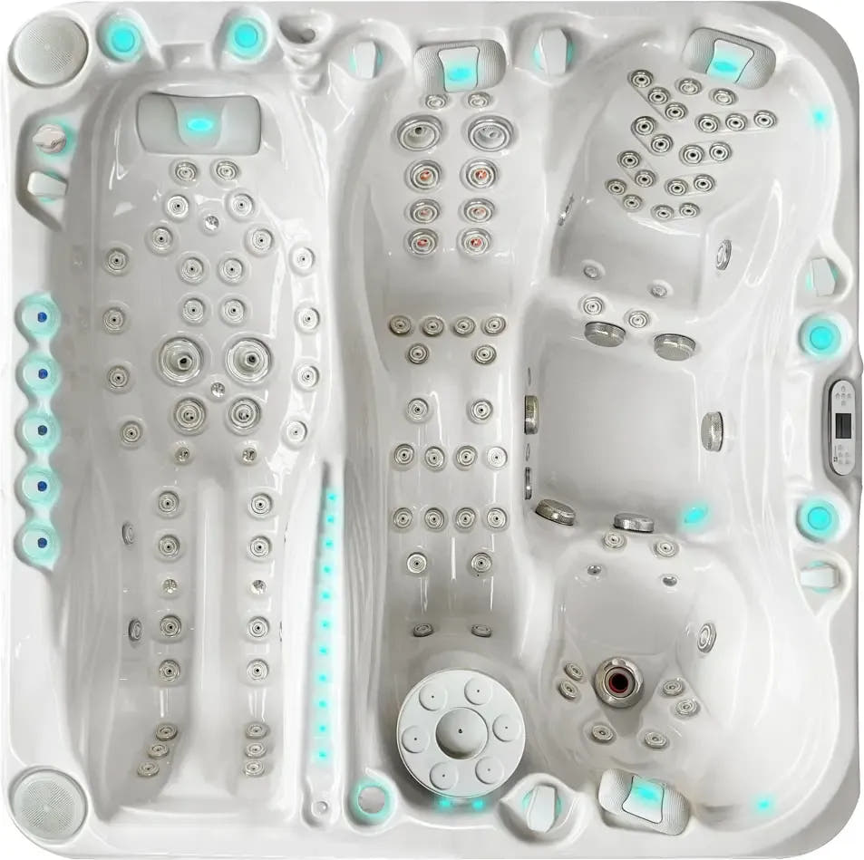 PassionSpa Euphoria Mighty Wave hot tub – white finish, blue LED lighting, massage jets