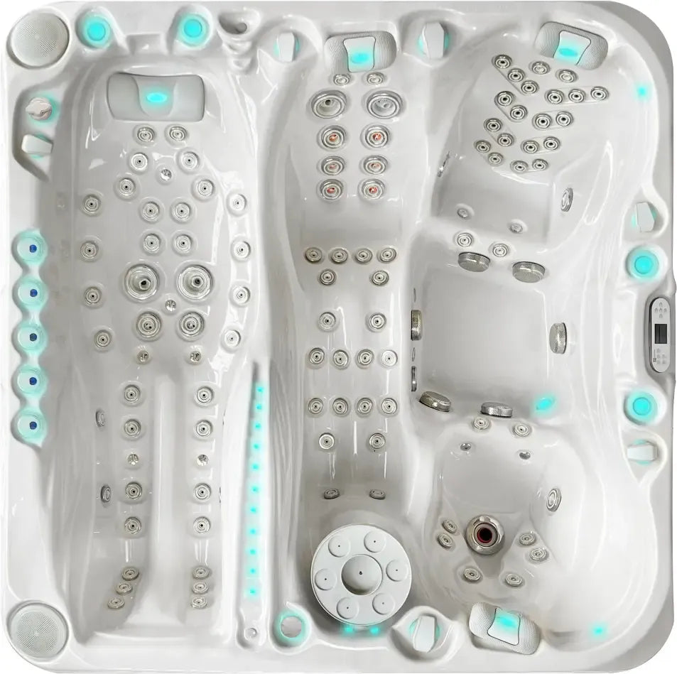 PassionSpa Euphoria Mighty Wave hot tub – white finish, blue LED lighting, massage jets