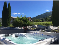 PassionSpa Euphoria Mighty Wave hot tub – white finish, blue massage jets, black seats