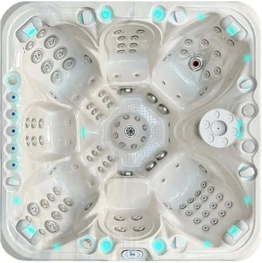 PassionSpa Excite Mighty Wave hot tub – white finish, blue LED lighting, massage jets