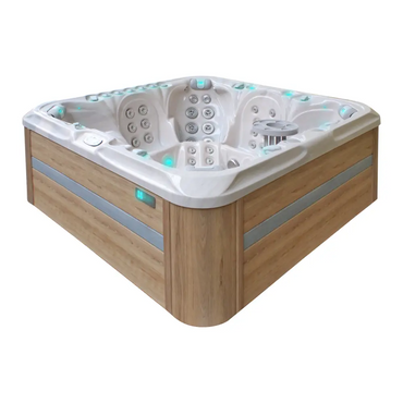 Modern PassionSpa Excite Mighty Wave-spabad med vit akryl och blå LED-belysning