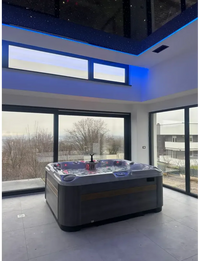 PassionSpa Felicity Mighty Wave hot tub – modern design, grey finish, blue LED lighting