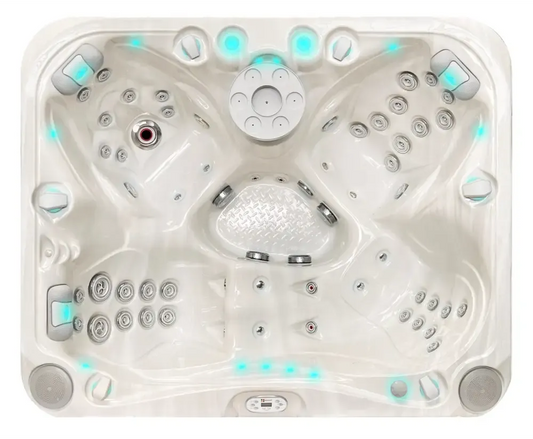 PassionSpa Happy hot tub – white finish, blue LED lighting, massage jets